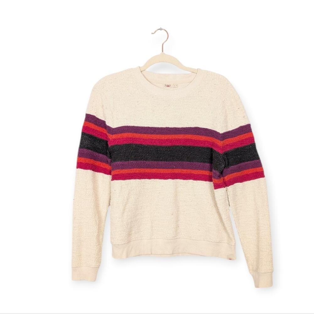 Faherty Vista Liftside Cream Multi Stripe Long Sleeve Pullover Size S